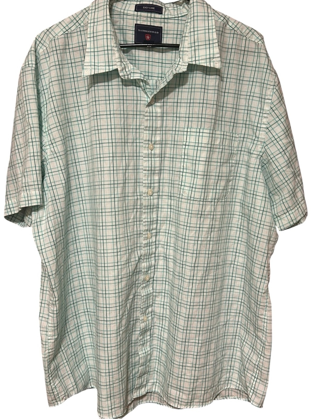 Saddlebred Short-Sleeve Plaid Button-Up Shirt Light Green plaid -